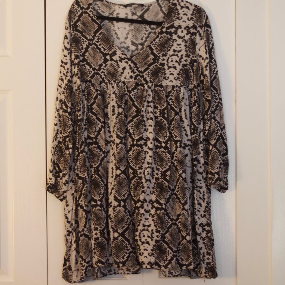 Zara Snake Skin Pattern Babydoll Mini Dress